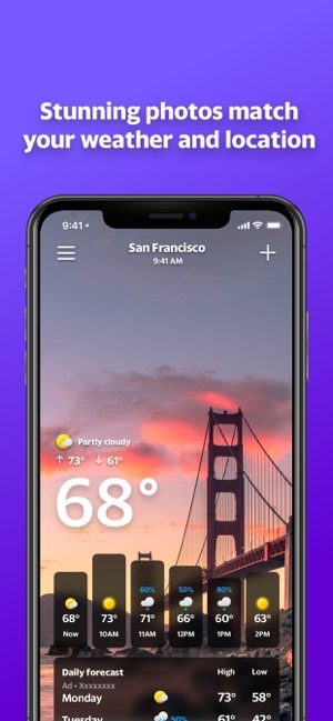 Screenshot of Yahoo Weather