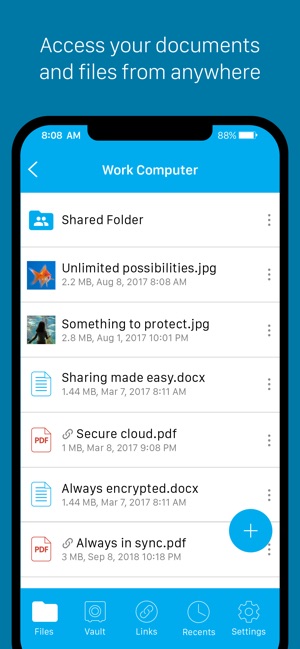 Screenshot of Sync - Secure cloud storage