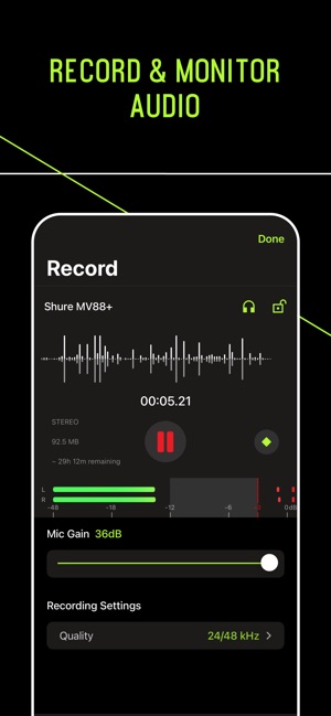 Screenshot of MOTIV Audio