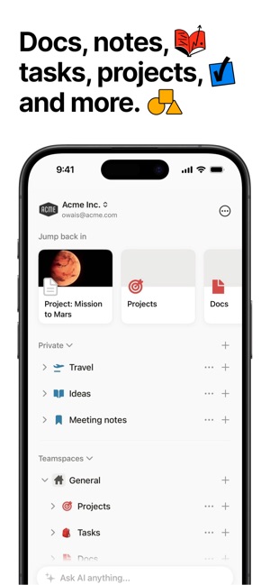 Screenshot of Notion: Notes, Tasks, AI