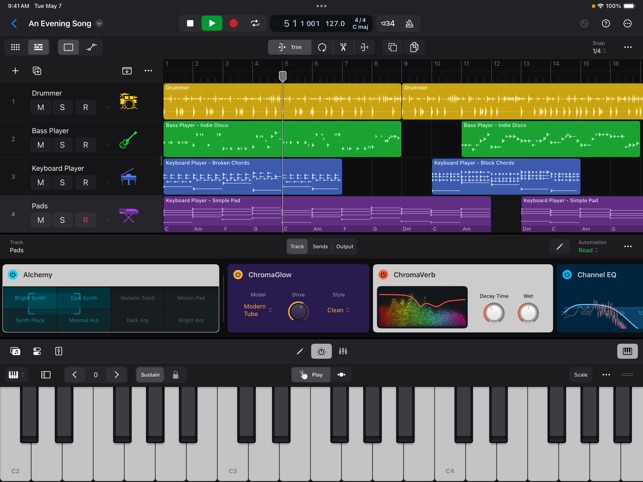 Screenshot of Logic Pro for iPad