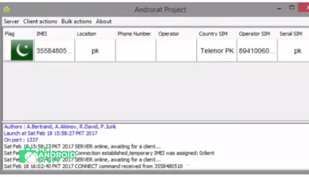 Androrat GUI Interface