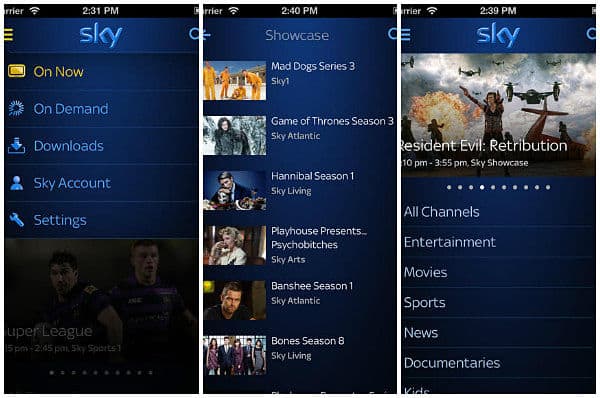 Sky Go app for iPhone Sky Go app for iPad