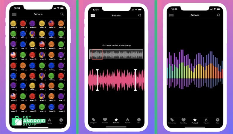 Screenshot of Instant Buttons Soundboard App