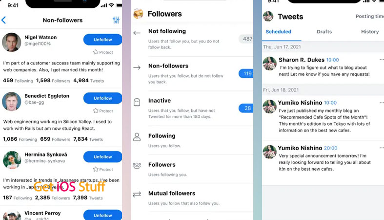 Screenshots of SocialDog for Twitter app